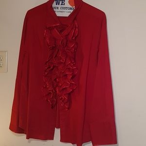 Red Tuxedo Blouse (Ashley Stewart sz 24)